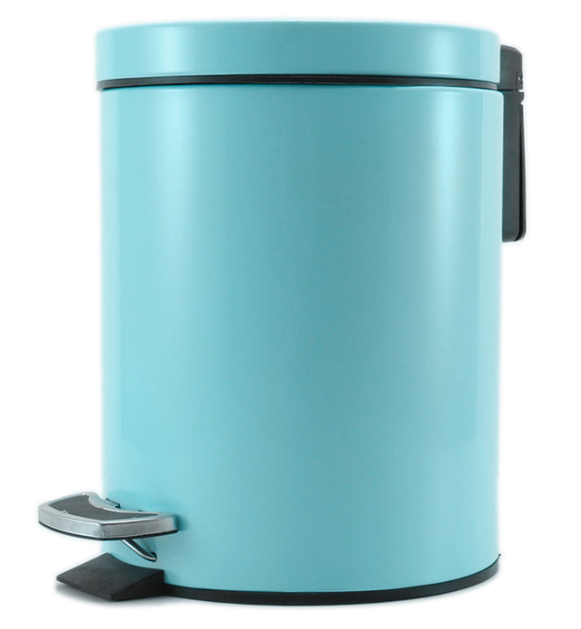 Foot Pedal Stainless Steel Trash Bin Round 12L Blue