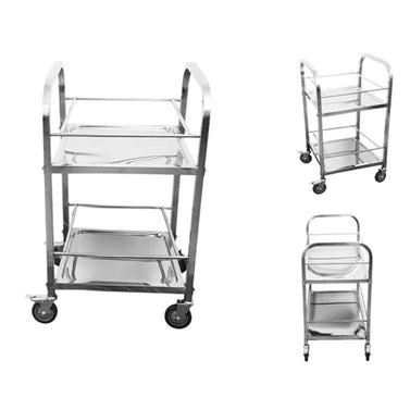 2 Tier Stainless Steel Utility Cart Square 500x500x950