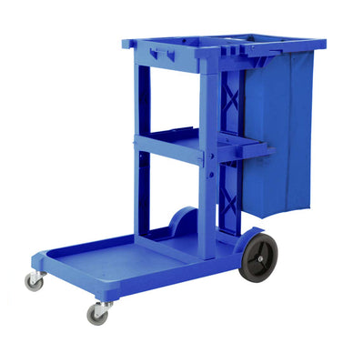 3 Tier Multifunction Janitor Cart and Bag Blue