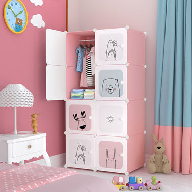8 Cubes Pink Portable Wardrobe