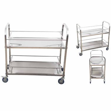 2 Tier Stainless Steel Utility Cart 75x40x84cm Small
