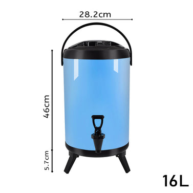 16L Stainless Steel Milk Tea Barrel with Faucet Blue