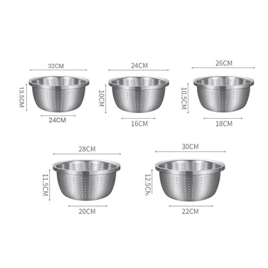 Stainless Steel Metal Basket Strainer 5PCS Set B