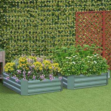 90cm Rectangle Galvanized Raised Garden Bed Green