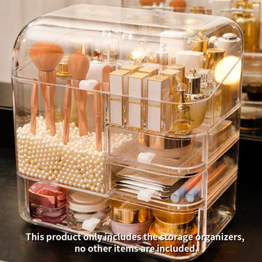 Transparent Cosmetic Storage Box with Pearls