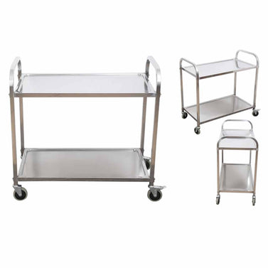 2 Tier Stainless Steel Utility Cart 75x40x83.5cm Small