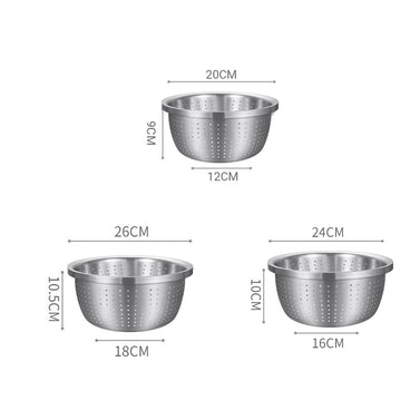 Stainless Steel Metal Basket Strainer 3PCS Set A