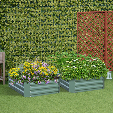 100cm Square Galvanized Raised Garden Bed Green