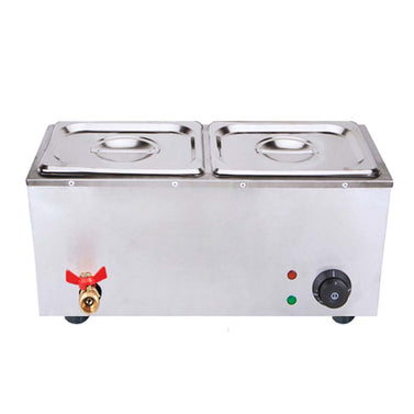 Stainless Steel 2 X 1/2 GN Pan Electric Bain-Marie Food Warmer with Lid