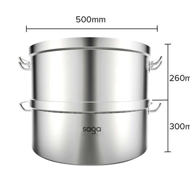 2 Tier Commercial 304 Stainless Steel Steamer 50*30cm