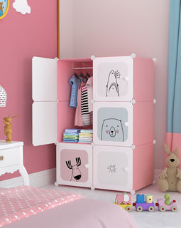6 Cubes Pink Portable Wardrobe