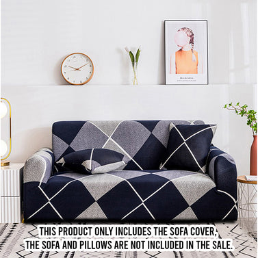 High Stretch 1-Seater Checkered Print Sofa Slipcover