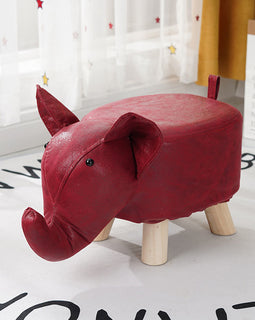 Red Kids Ottoman Stool Elephant Character Bench Seat