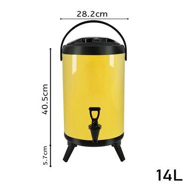 14L Stainless Steel Milk Tea Barrel with Faucet Yellow