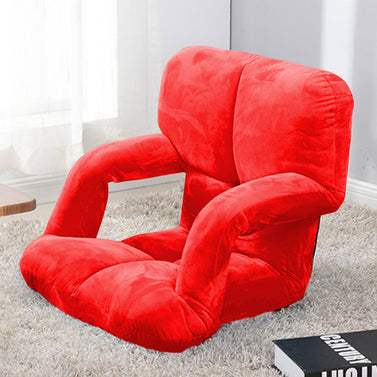Foldable Floor Recliner Lazy Chair with Armrest Red