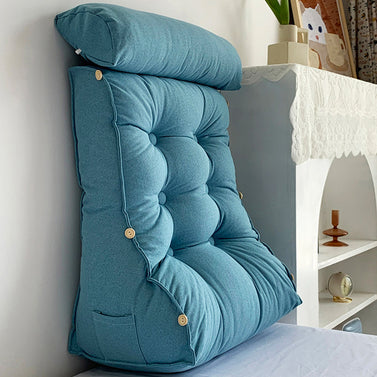 60cm Blue Wedge Lumbar Pillow