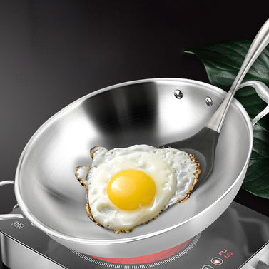 42cm Stainless Steel Frying Wok with Lid